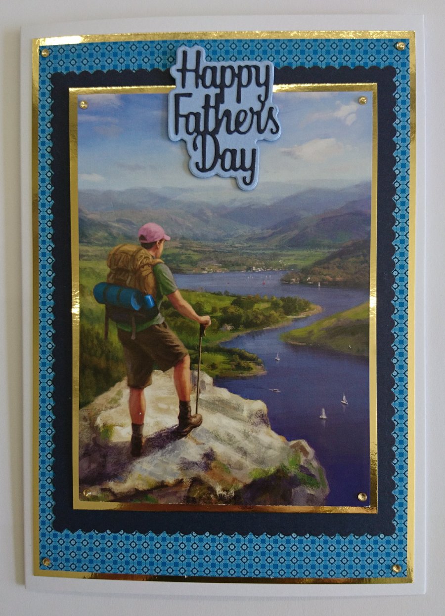 Happy Father's Day Card Hiking Walking Rambling Outdoors 3D Luxury Handmade Card