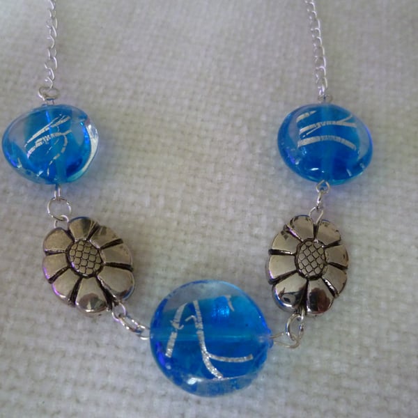 Blue Firelamp Glass Necklace