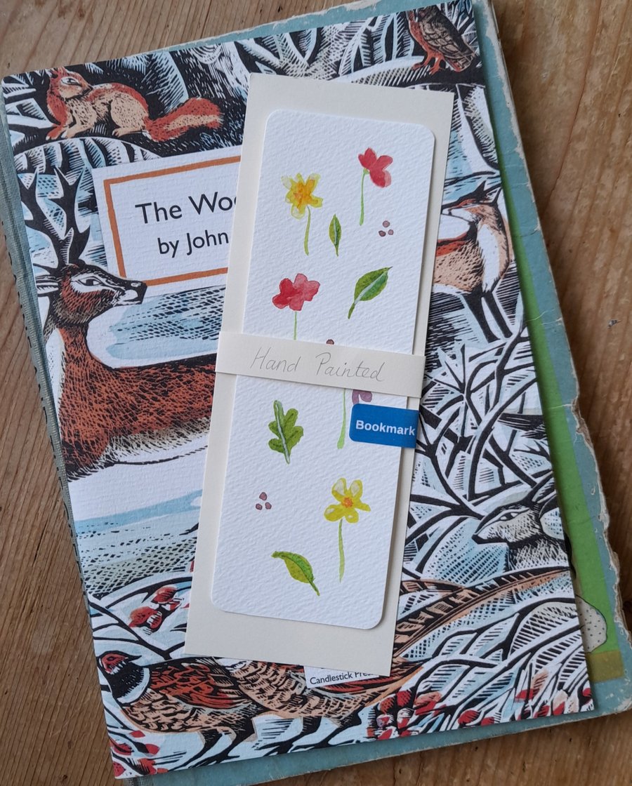 Hand Painted Flowers And Leaves Bookmark