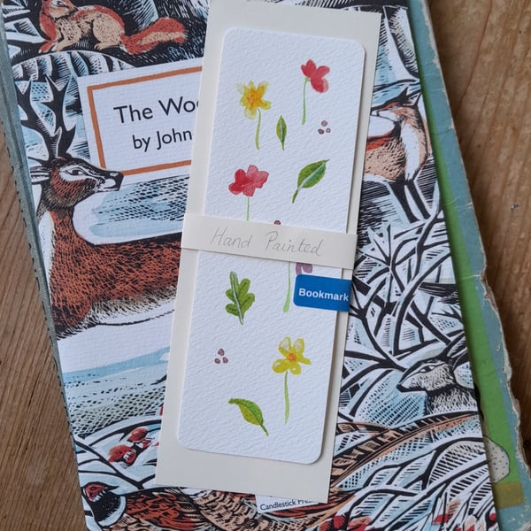 Hand Painted Flowers And Leaves Bookmark