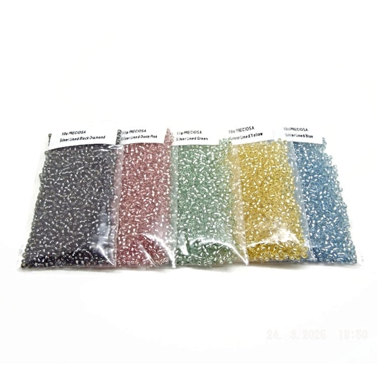 5x 10g Packs of Preciosa Silver Lined Seed Beads for Beaded Jewellery and Crafts