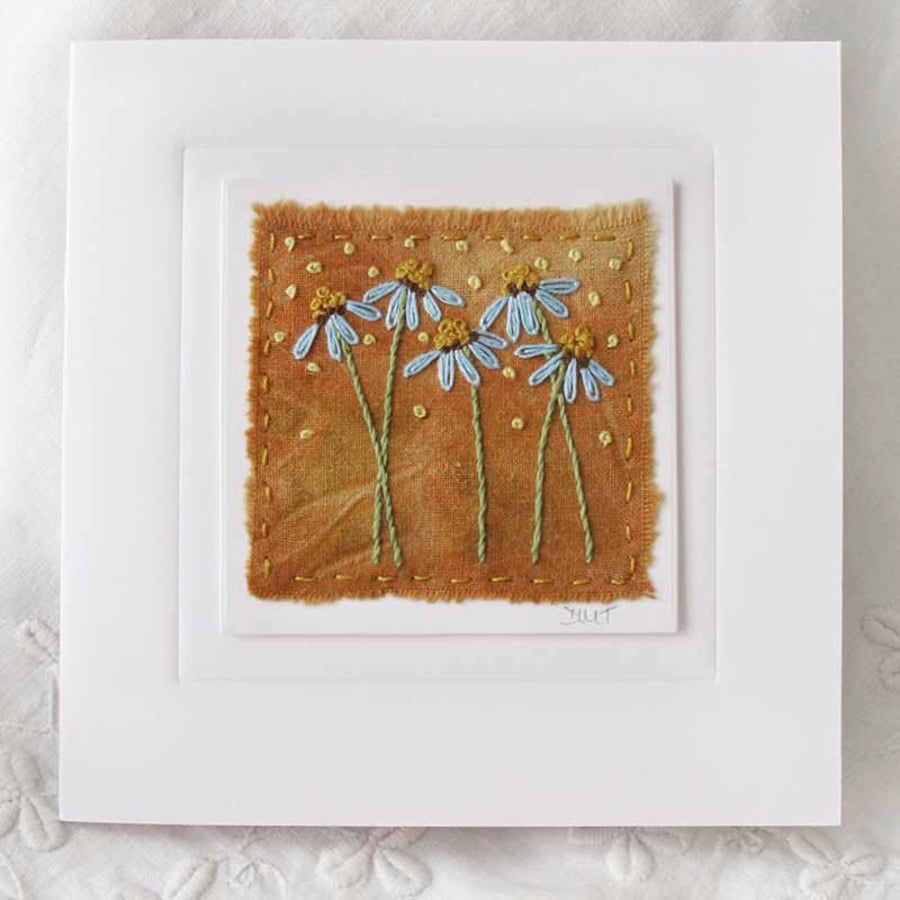 RUST PRINTED EMBROIDERED CARD FLORAL