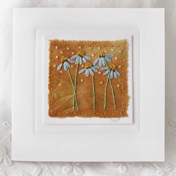 RUST PRINTED EMBROIDERED CARD FLORAL