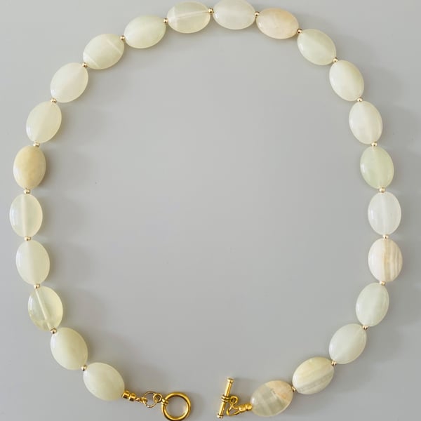 Elegant Cream Gemstone Beaded Necklace - Handmade Statement Jewellery