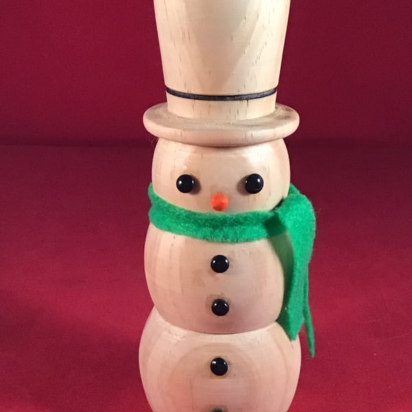 Tall wood turned snowman.