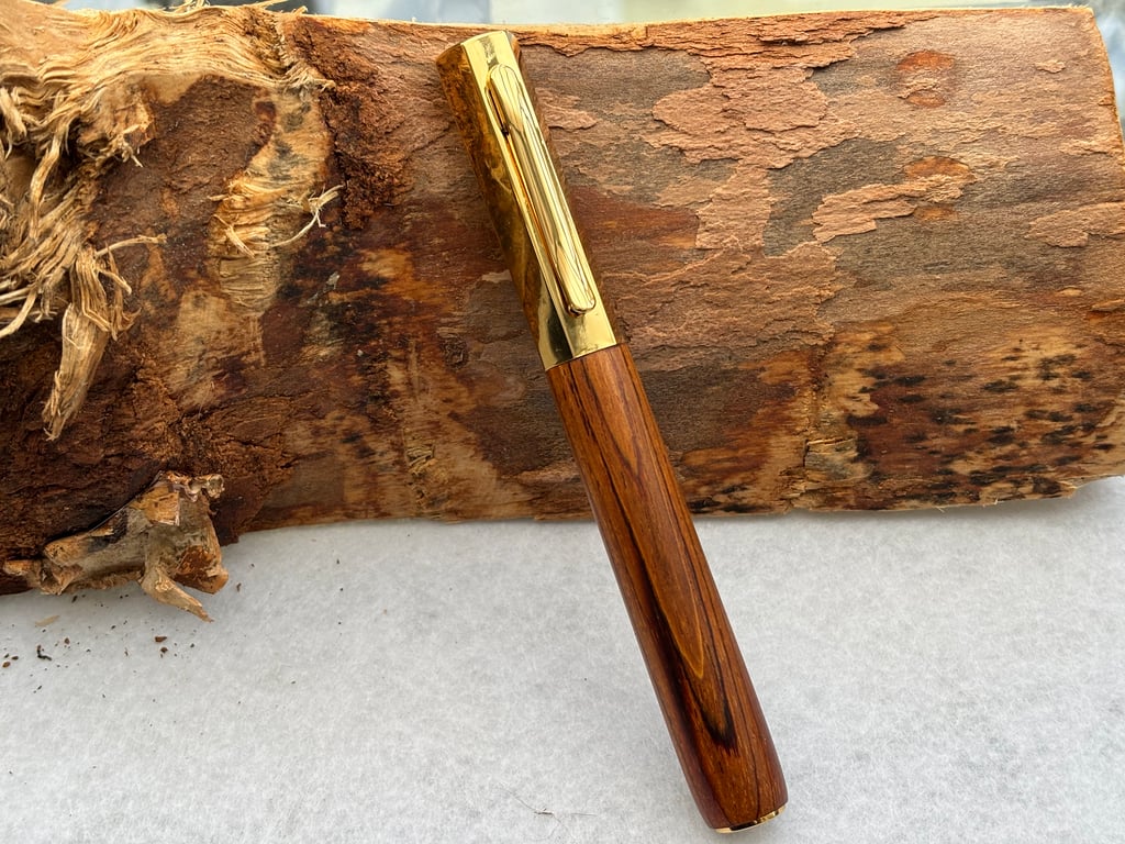 Hexa Fountain Pen - Hand Turned From Cocobolo Exotic Hardwood - Modern Design