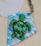 Wooden kite shaped turtle keyring  - Image 2