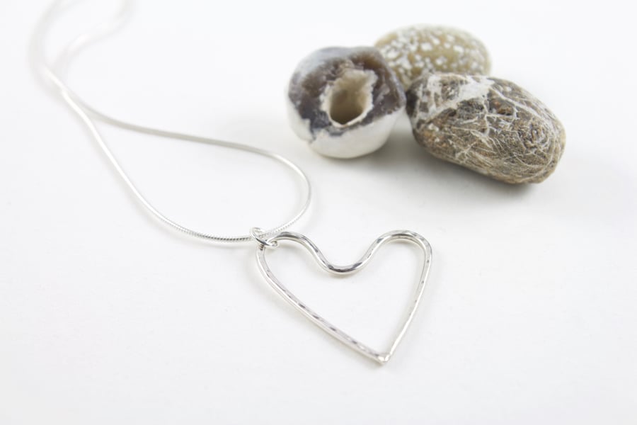 Handmade Textured Silver Heart Pendant