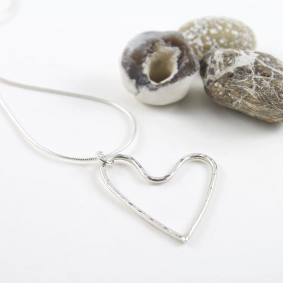 Handmade Textured Silver Heart Pendant