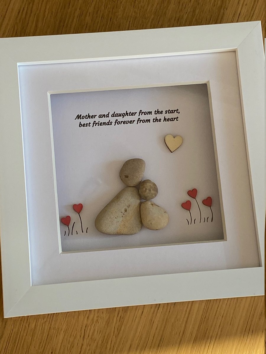 Mother's Day Pebble Artwork Frame, Mum's Gift for Birthday, Personalised Handmad