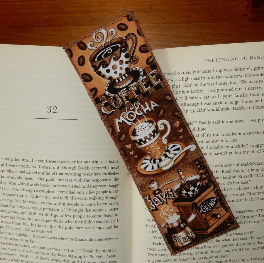 Fabric bookmark coffee theme