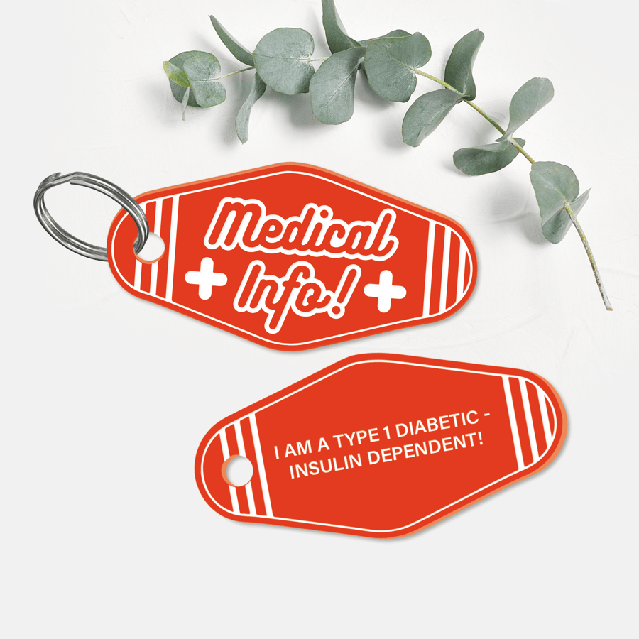 Medical Info Keyring - Retro: Personalised Medical Information Alert