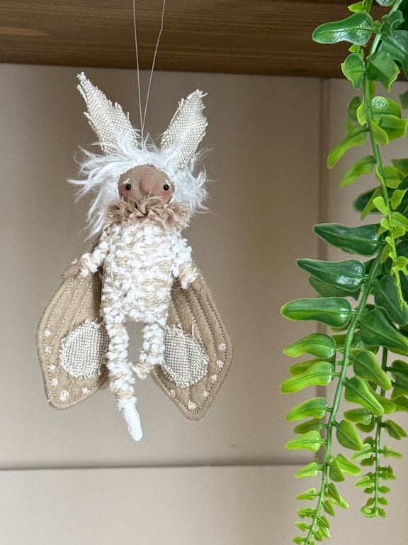 Spun Cotton Winter Moth Art Doll Taupe