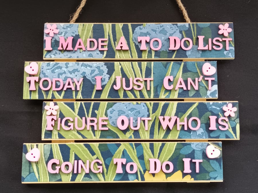Hand decorated hanging wooden sign 