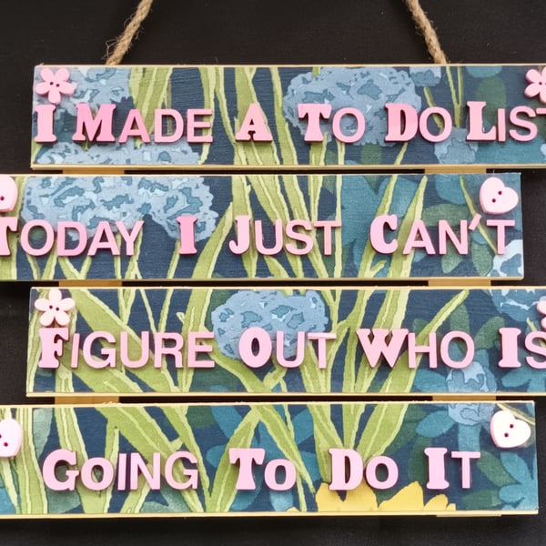 Hand decorated hanging wooden sign 