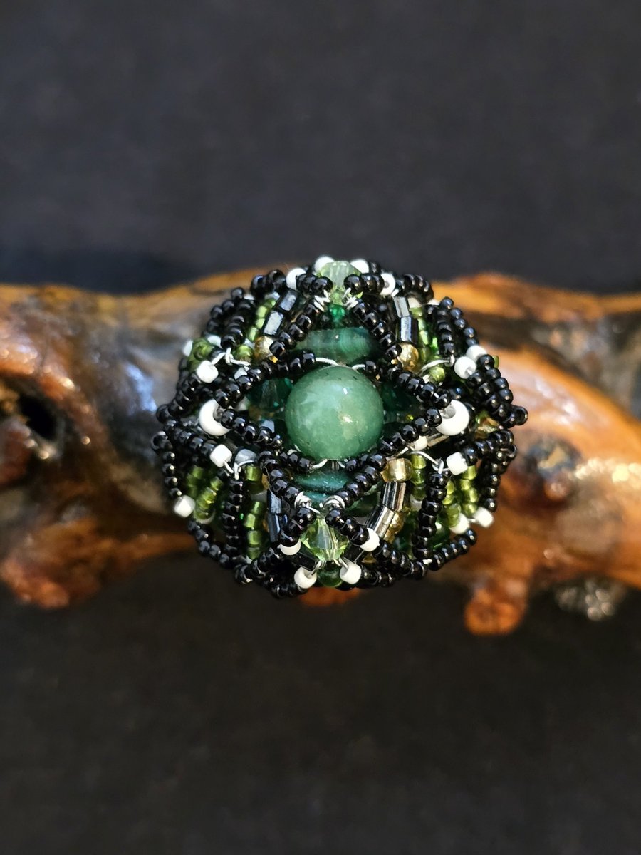 Green Fluorite Adjustable Statement Ring