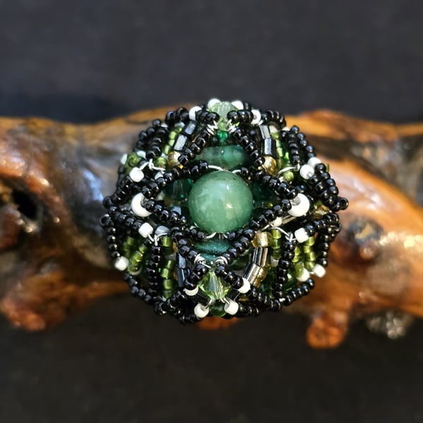 Green Fluorite Adjustable Statement Ring