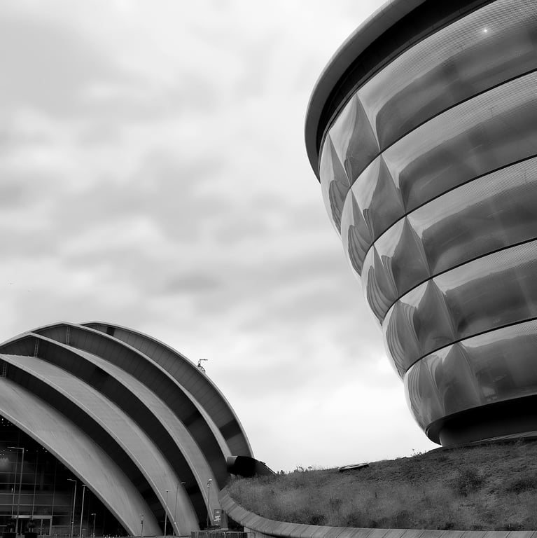 Glasgow Hydro & Armadillo detail. (b&w)