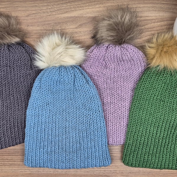 Knitted Merino Wool Beanie Hat (4 Colours available)