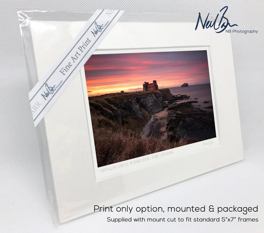 Tantallon Castle & Bass Rock, East Lothian - A6 (7" x 5") Unframed Print