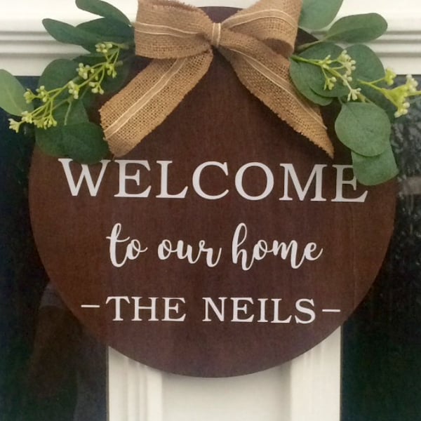 Handmade Personalised Welcome Door Sign, Welcome Sign, Home Decor, Family Wall S