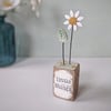 Clay Daisy Flower in a Printed Wood Block 'Little things