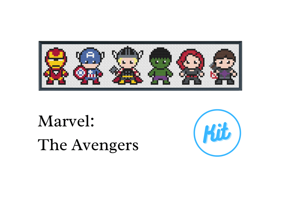 Cross Stitch Kit: Marvel Superheroes - The Avengers - Beginner Pattern 