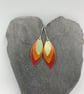 Aluminium layered parrot wing earrings red orange yellow - Image 3