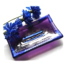Soap Dish Fused Glass Purple dichroic Trinket 019