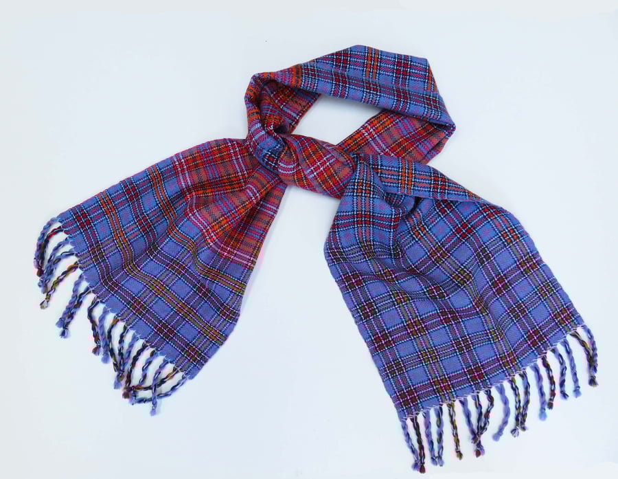 Handwoven Blue Tartan Scarf