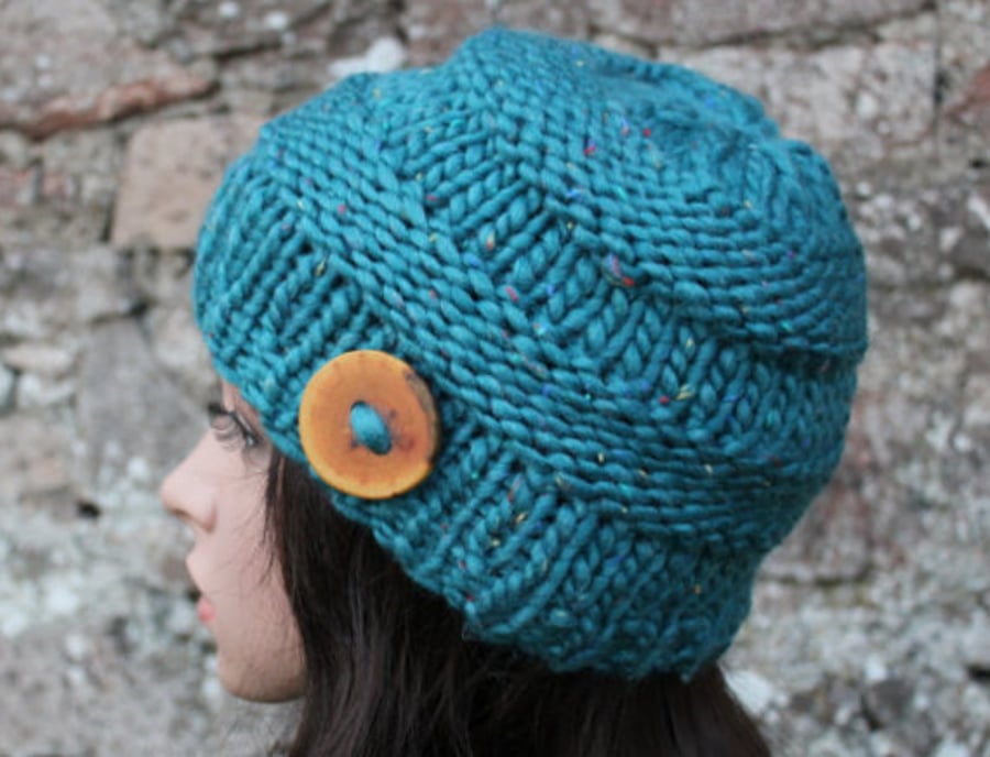 Big softie hat in turquoise, chunky womens knitted beanie, gift guide for her