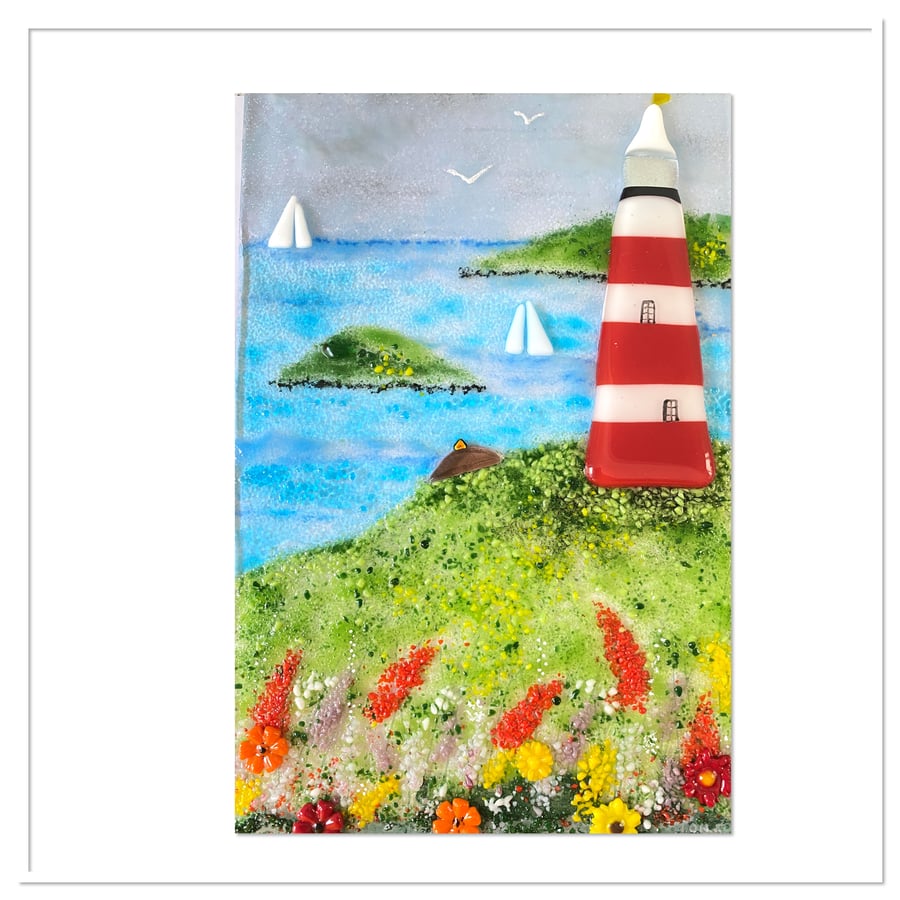  Fused glass  art - Plymouth hoe  picture (made to order) 