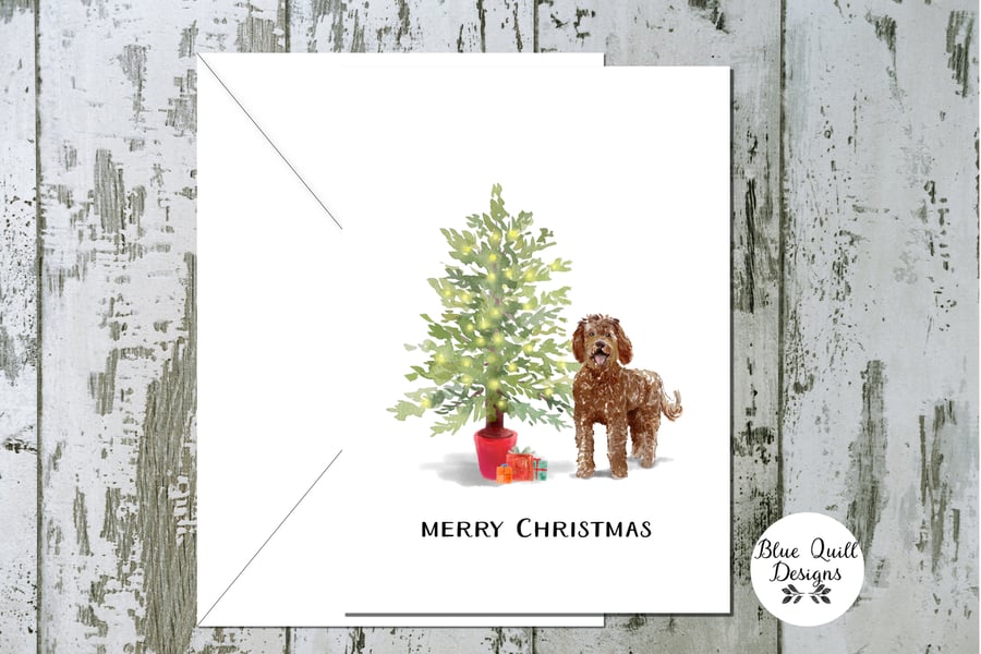 Labradoodle Folded Christmas Cards - pack of 10 - personalised
