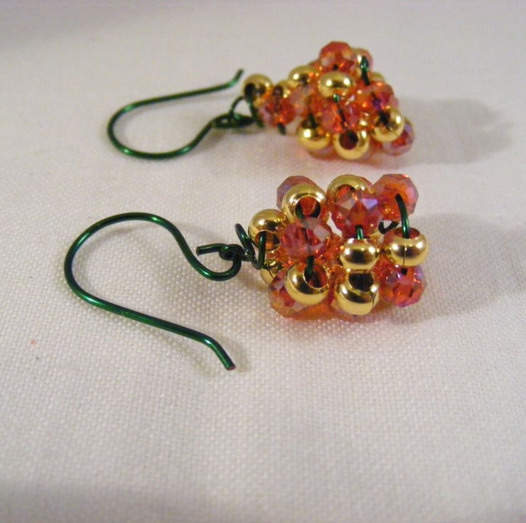 Red and Gold Crystal Christmas Trees Jewellery Set - Folksy