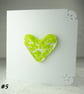 Handcrafted green speckled heart fused glass blank card (5)
