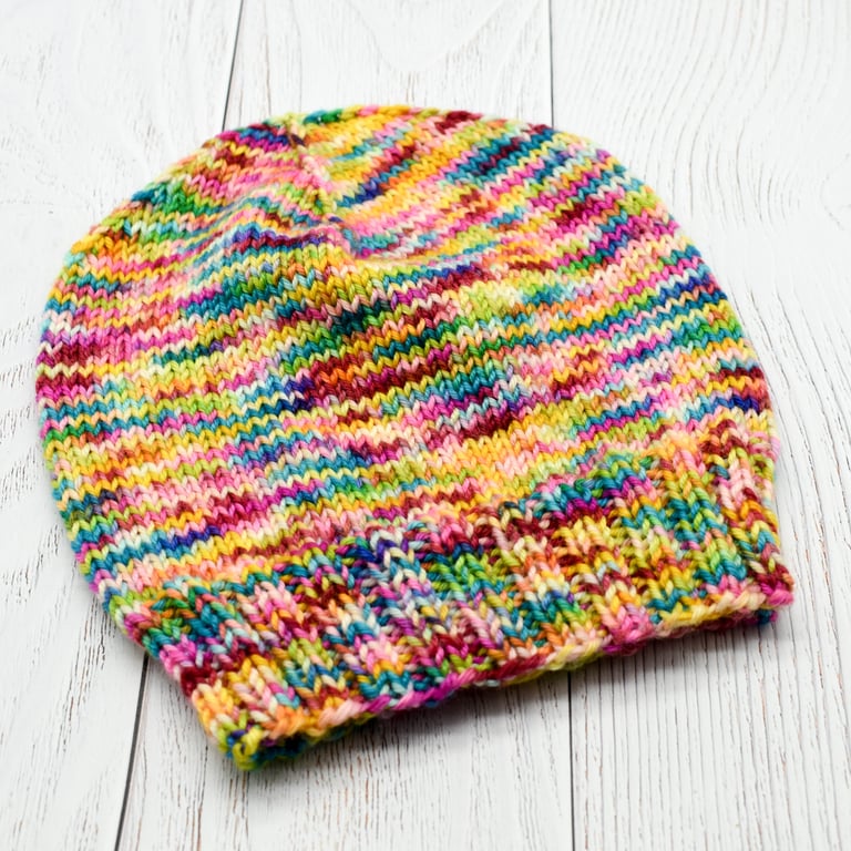 Hand knitted toddler hat - Multicolour brights