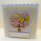 Mother's Day Card for Mum -  Handmade Floral Bouquet (Yellow, Pink or Violet)
