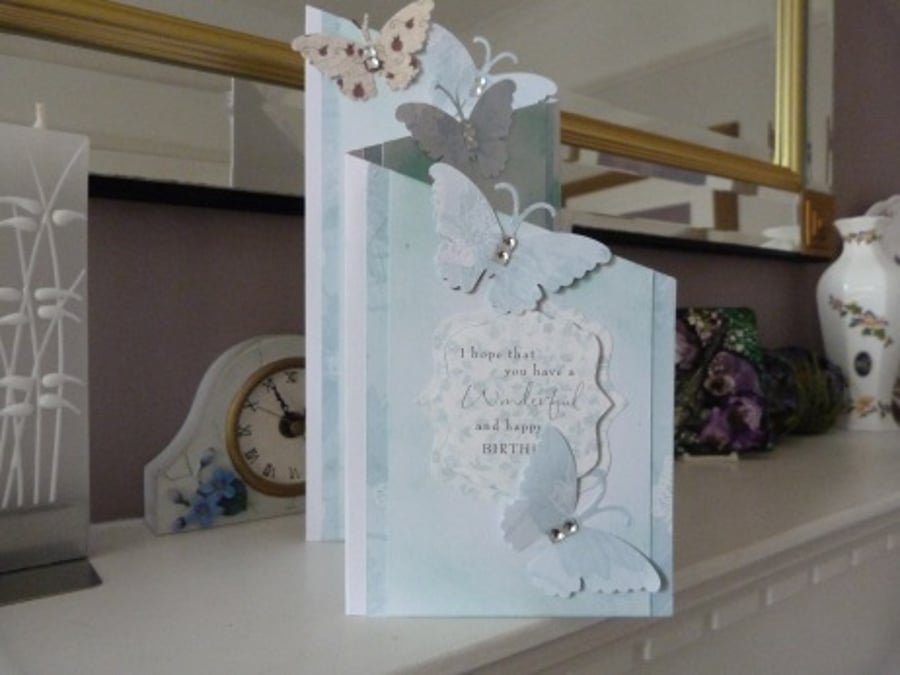 Butterflies Three Fold Birthday Card
