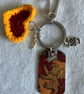 Hogwarts Gryffindor house keyring with crochet heart and bag clip