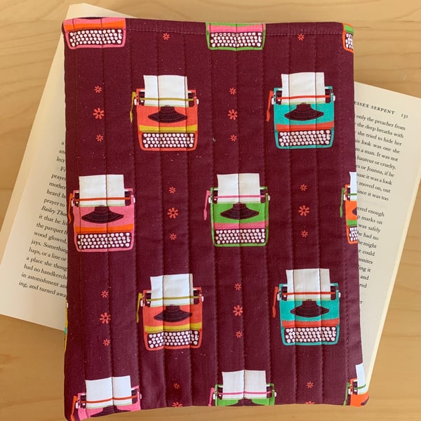 Retro Typewriters Fabric Print Quilted Book Sleeve - Hardback Size