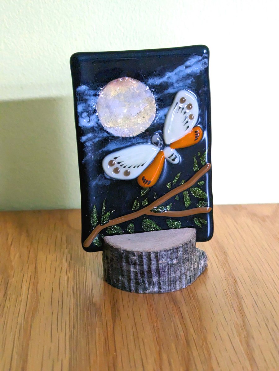 Fused Glass Moon Moth Artwork