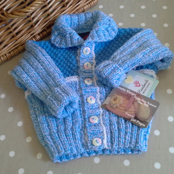 Baby Boys Hand Knitted Cardigan - Jacket  6 - 12 months size