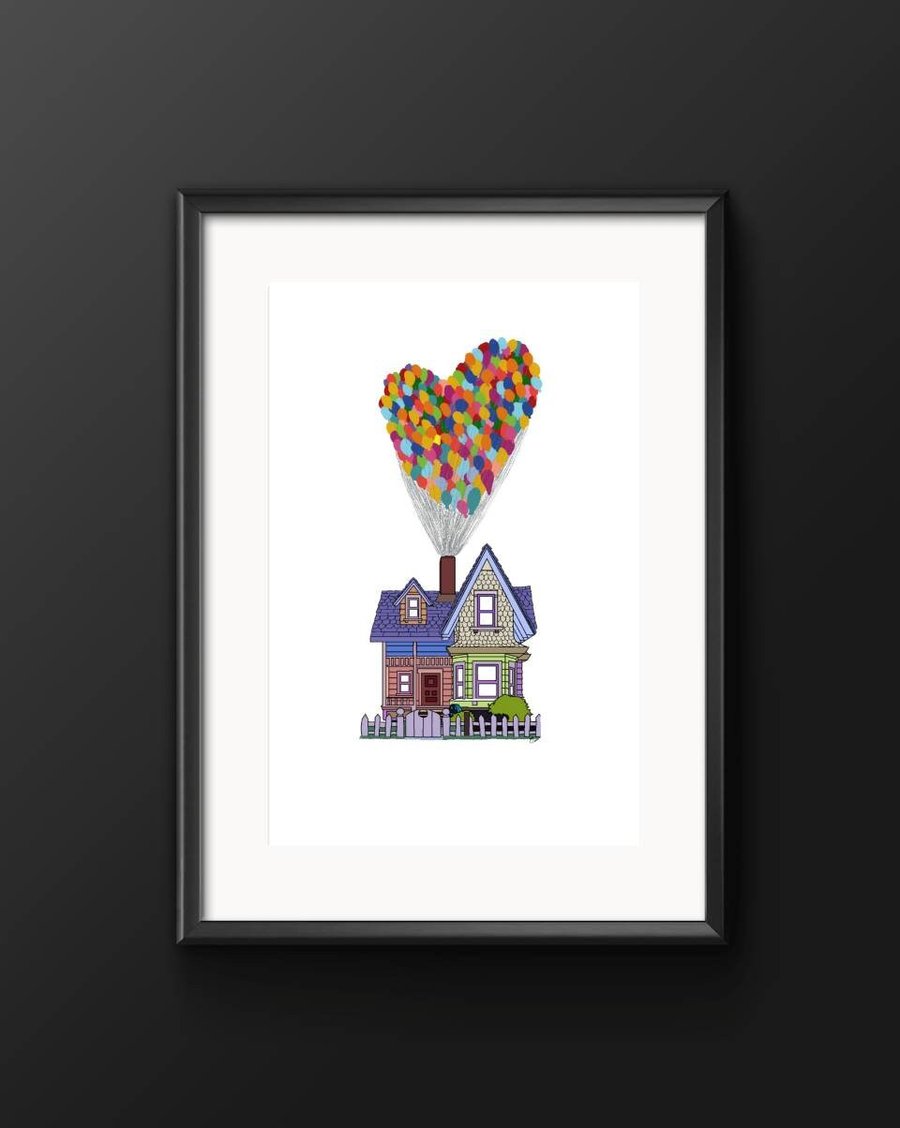 Up House, Pixar, balloon, Carl and Ellie print