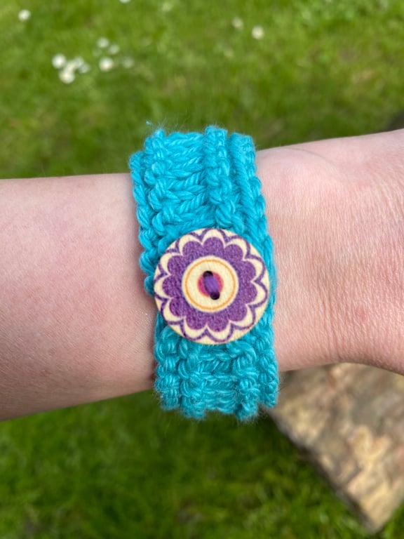 Summer Festival bracelet, handknitted 