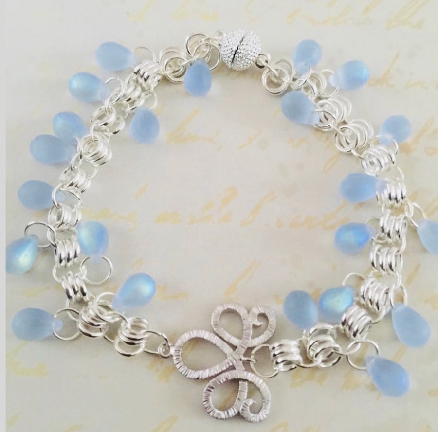 Cinderella blue Czech glass bracelet