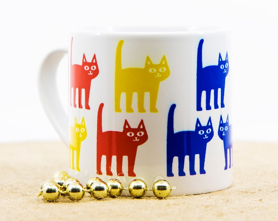 Child's Mug Large Espresso Cats Cartoon Fun Primary Colours Childrens Gifts 