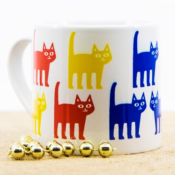 Child's Mug Large Espresso Cats Cartoon Fun Primary Colours Childrens Gifts 