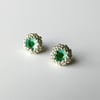 Stud Earrings in Mint Green and Silver