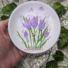 Crocus hand-painted ring, ewellery dish