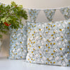 Clarke and Clarke Acorn Duck Egg Blue Mustard Cushion Cover Oak Leaves Decor